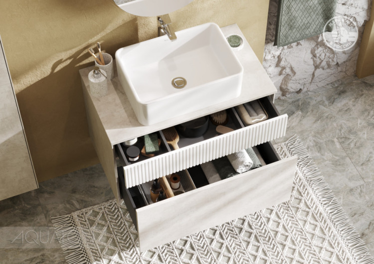 Тумба под раковину AQUATON Марбл 80 слэйт, белый матовый 1A276201MH4C0