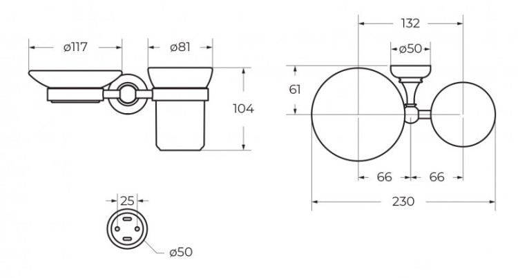Стакан и мыльница подвесные Cezares APHRODITE-STTS-02
