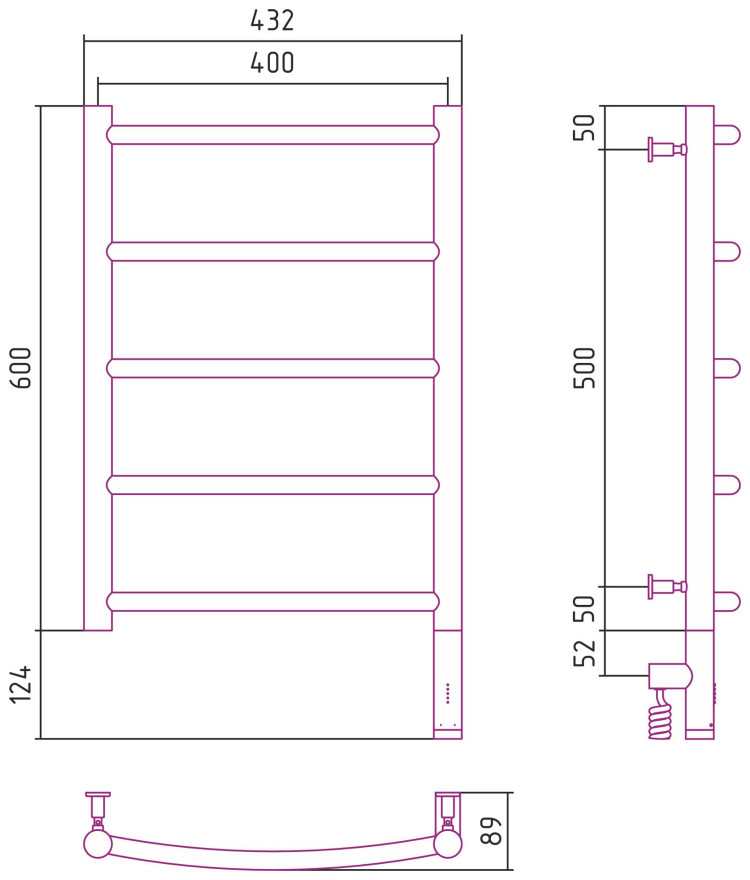 Полотенцесушитель электрический Сунержа Галант 3.0 600х400 МЭМ правый Золото