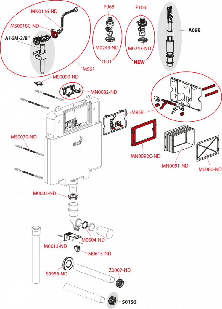 Бачок для замуровывания в стену Alcadrain AM1112 Basicmodul Slim