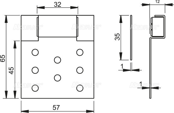 Магнит BASIC для дверцы под плитку на ванну, вертикально-выдвижной Alcadrain AVD005