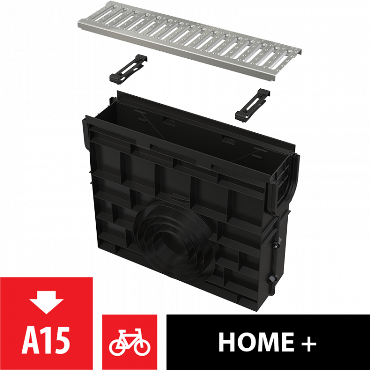 Пескоуловитель для дренажного канала AVZ102 с пластиковой рамой и оцинкованной решеткой „C“ профиль A15 Alcadrain AVZ102R-R102S