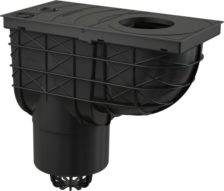 Ливнеотвод 300×155/125 мм, сток – прямой, черный Alcadrain AGV2