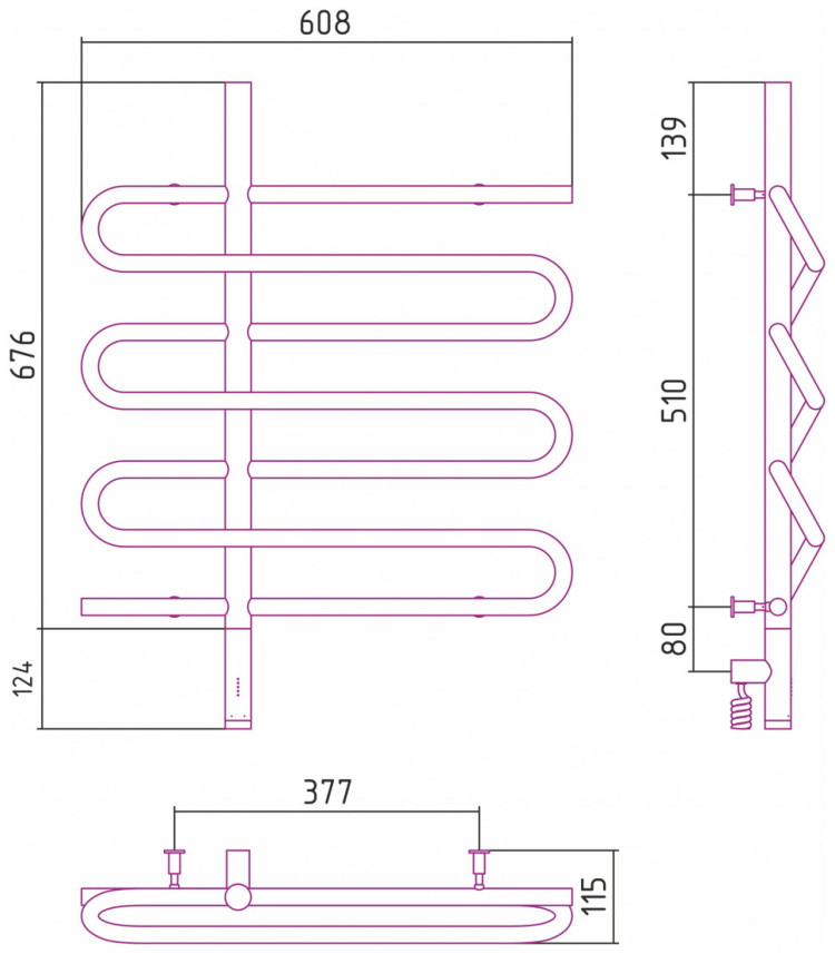 Полотенцесушитель электрический Сунержа Эпатаж 3.0 800х600 МЭМ левый Белый