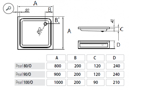 Акриловый поддон для душа Kolpa San Pearl 100x100x21