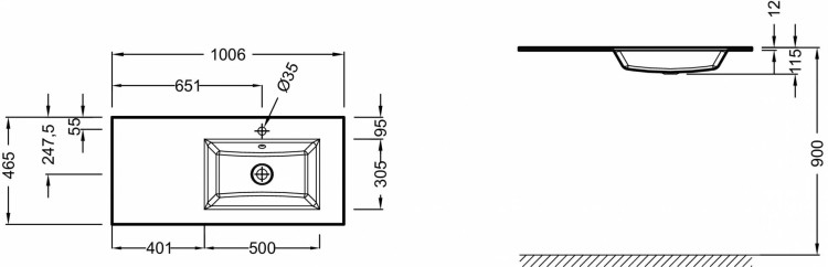Стеклянная раковина-столешница 100 см Jacob Delafon VOXEB2102-DD1