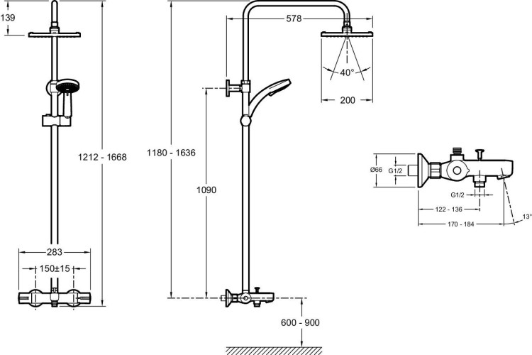 Душевая колонна с термостатическим смесителем Jacob Delafon JULY E78192-CP