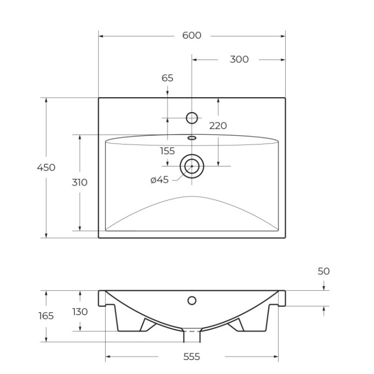 Раковина керамическая 600x450 BelBagno BB-0320-60-LVB