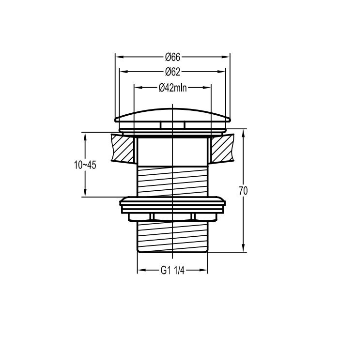 Донный клапан с системой Клик-клак без перелива, брашированное золото Cezares ECO-SC-BORO