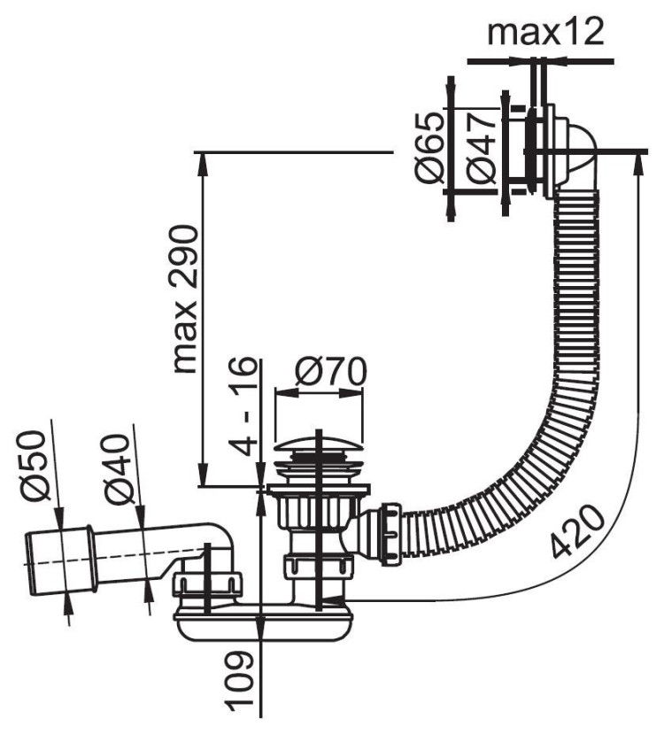 Слив-перелив Ravak Sabina 50 X01315 click-clack