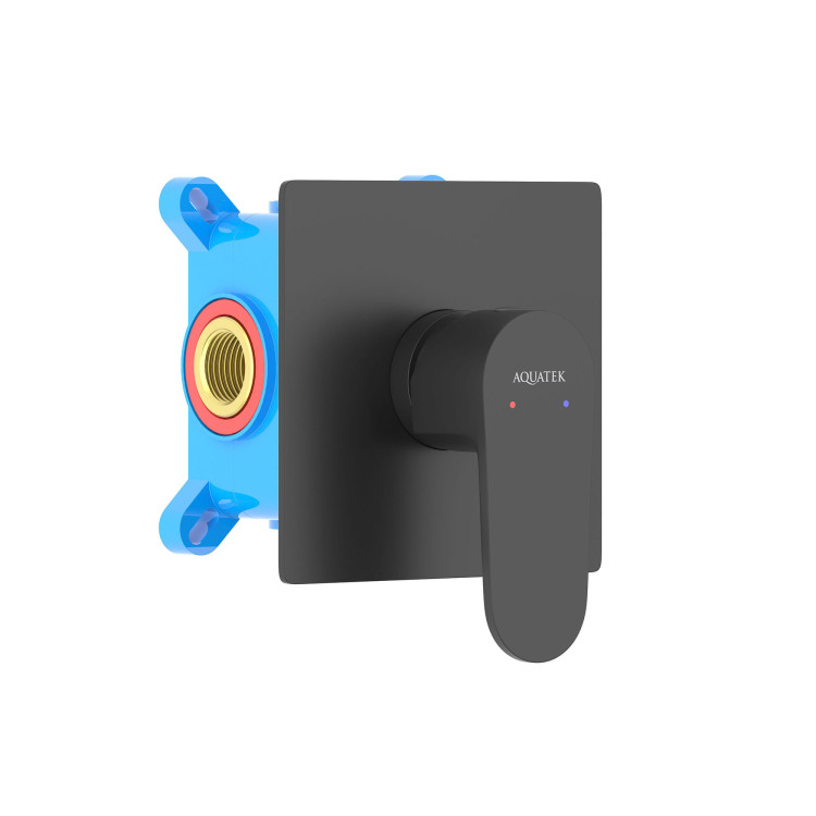 Смеситель для душа (внешняя и скрытая часть) Aquatek, матовый черный AQ1266MB ОБЕРОН