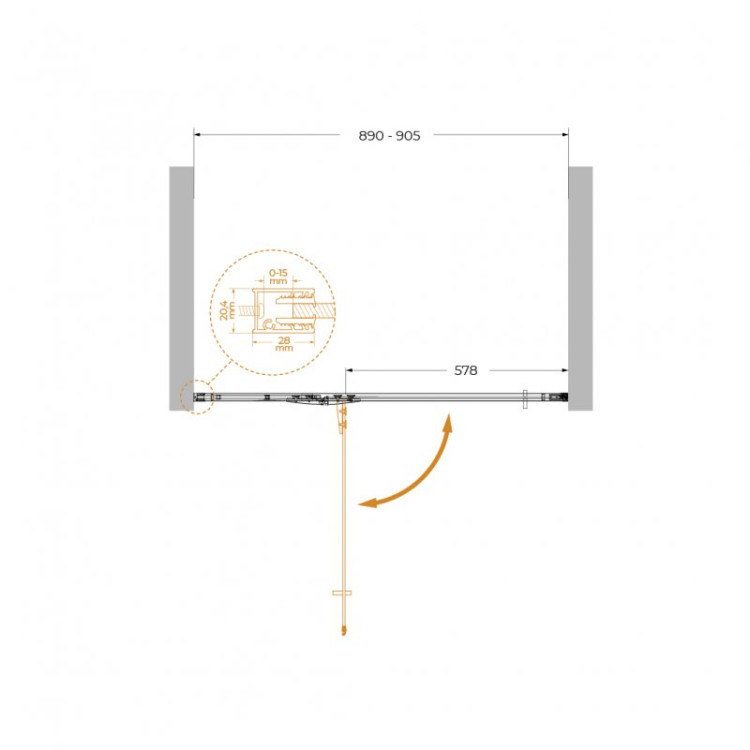Душевая дверь LINER-B-12 Cezares LINER-B-12-120-C-Cr-L