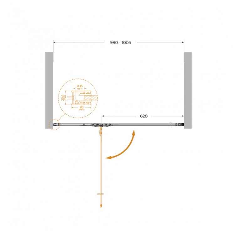 Душевая дверь LINER-B-12 Cezares LINER-B-12-120-C-Cr-L