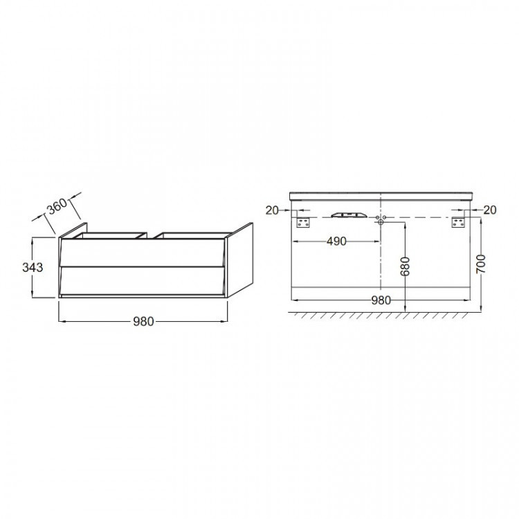 Тумба под раковину Jacob Delafon Escale 100 подвесная