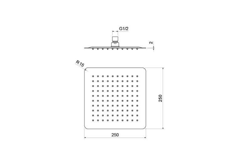 Квадратный верхний душ 250*250*2 мм Aquatek, матовый черный AQ2072MB