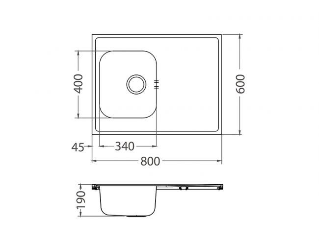 Мойка CLASSIC PRO 30 SAT-90 800X600 1X L/ I  в комплекте с сифоном 1130551,