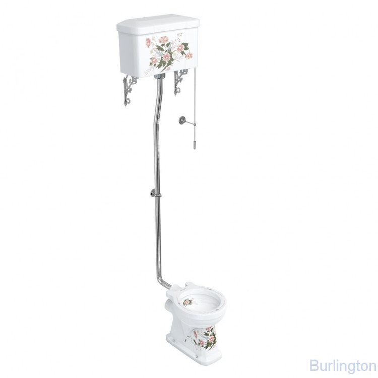 Высокий унитаз с керамическим бачком, декор 