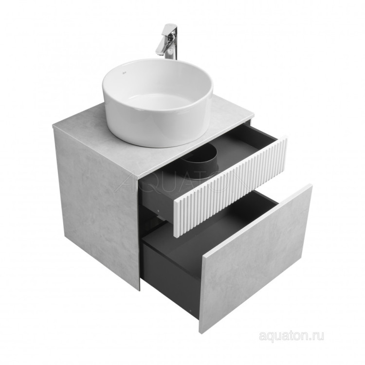 Тумба под раковину AQUATON Марбл 60 слэйт, белый матовый 1A276101MH4C0
