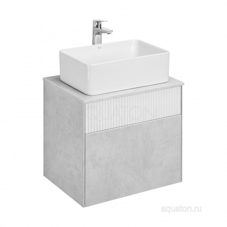 Тумба под раковину AQUATON Марбл 60 слэйт, белый матовый 1A276101MH4C0