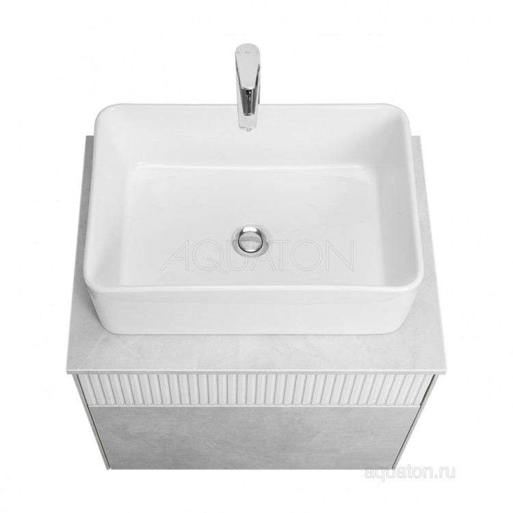 Тумба под раковину AQUATON Марбл 60 слэйт, белый матовый 1A276101MH4C0