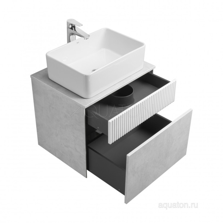 Тумба под раковину AQUATON Марбл 60 слэйт, белый матовый 1A276101MH4C0