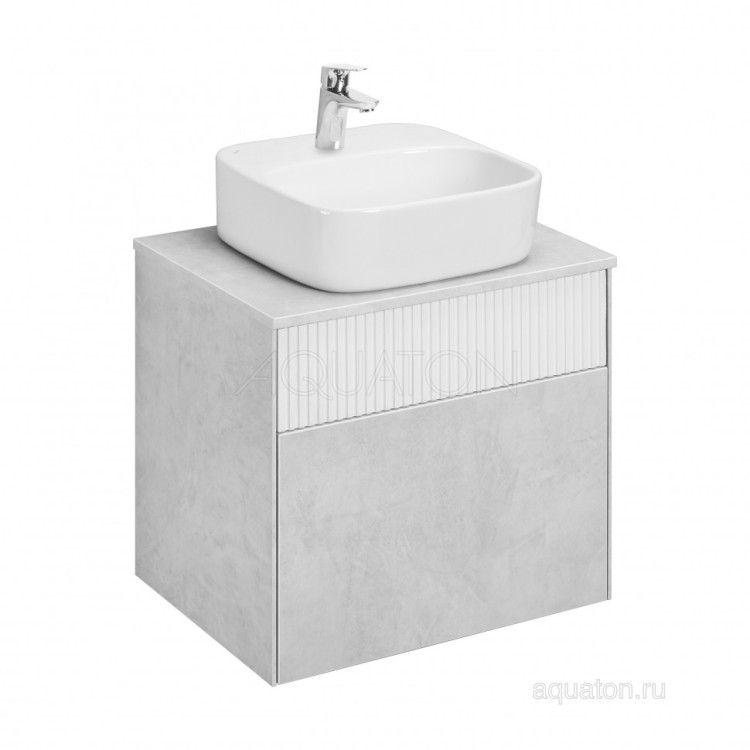 Тумба под раковину AQUATON Марбл 60 слэйт, белый матовый 1A276101MH4C0