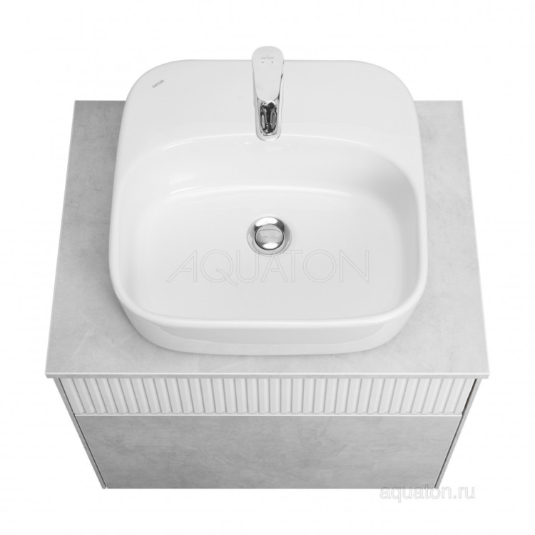 Тумба под раковину AQUATON Марбл 60 слэйт, белый матовый 1A276101MH4C0