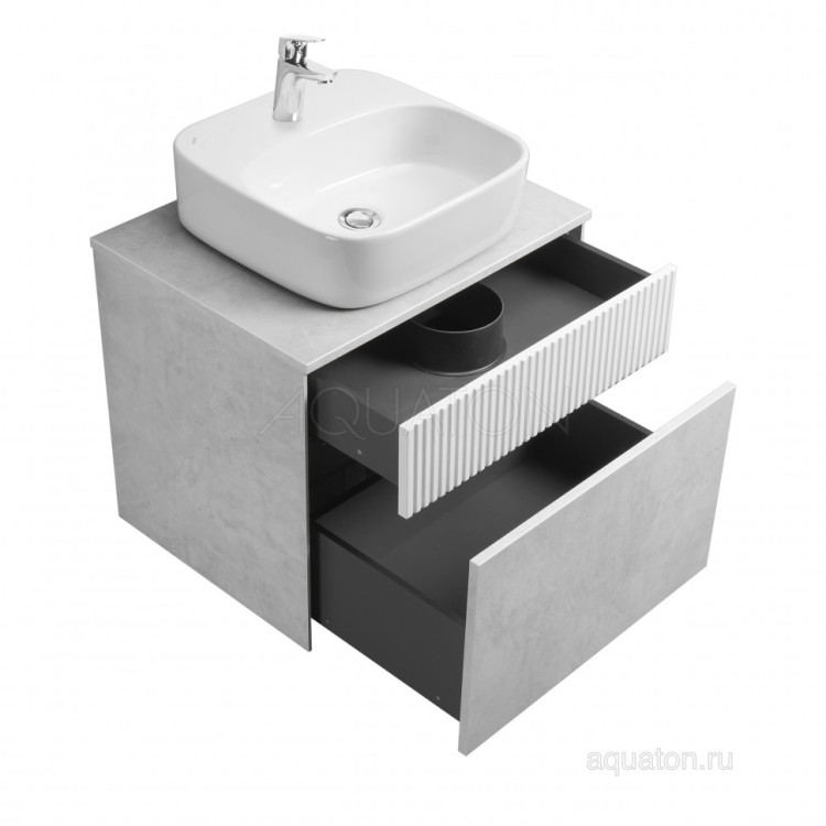 Тумба под раковину AQUATON Марбл 60 слэйт, белый матовый 1A276101MH4C0