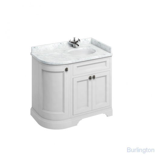 Тумба со столешницей 100 см, угловая правосторонняя, цвет белый [FC3W + BC98R]