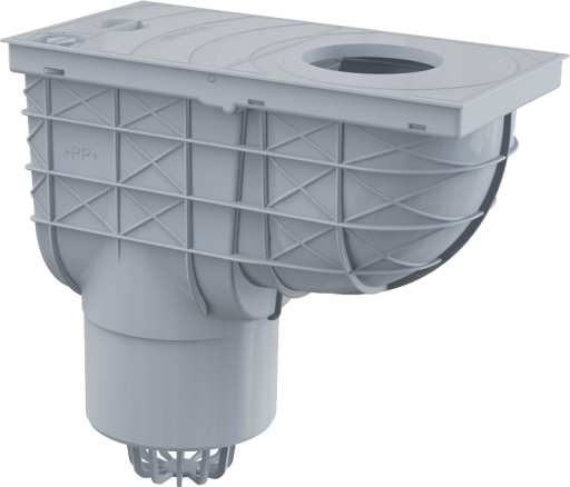 Ливнеотвод 300×155/125 мм, сток – прямой, серый Alcadrain AGV2S