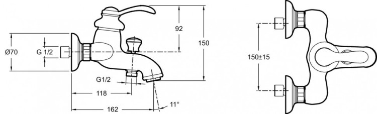 Настенный смеситель для ванны/душа Jacob Delafon FAIRFAX E71090-CP