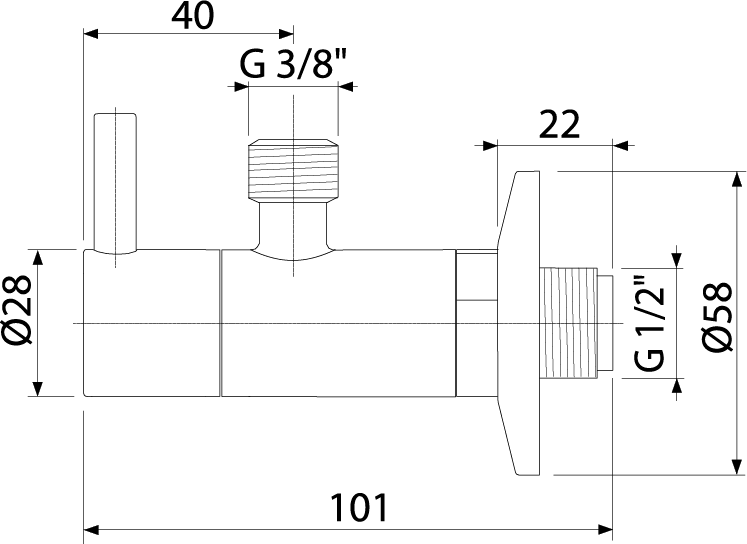 Угловой вентиль с фильтром 1/2