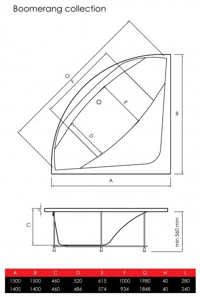 Акриловая ванна Vayer Boomerang 1500x1500