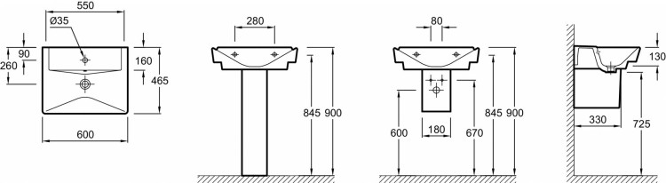 Подвесная раковина-столешница 60 х 46.5 см Jacob Delafon REVEE4802-00