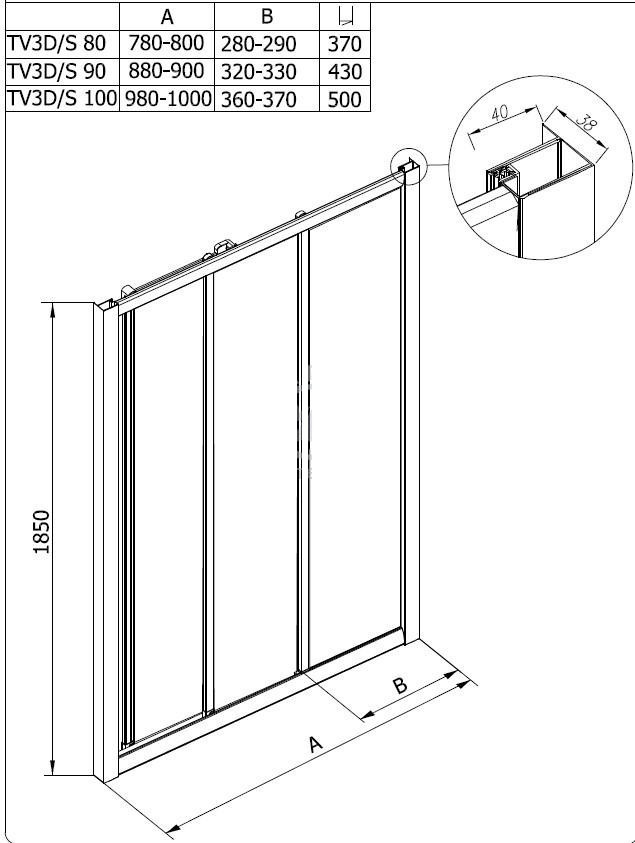 Душевая дверь в нишу Kolpa San Luna TV3D/S 90