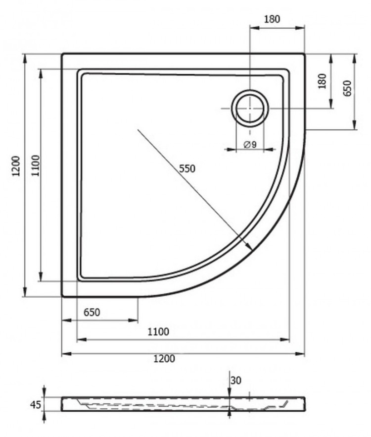 Акриловый поддон для душа Riho Zurich 288 DA96 120x120x5