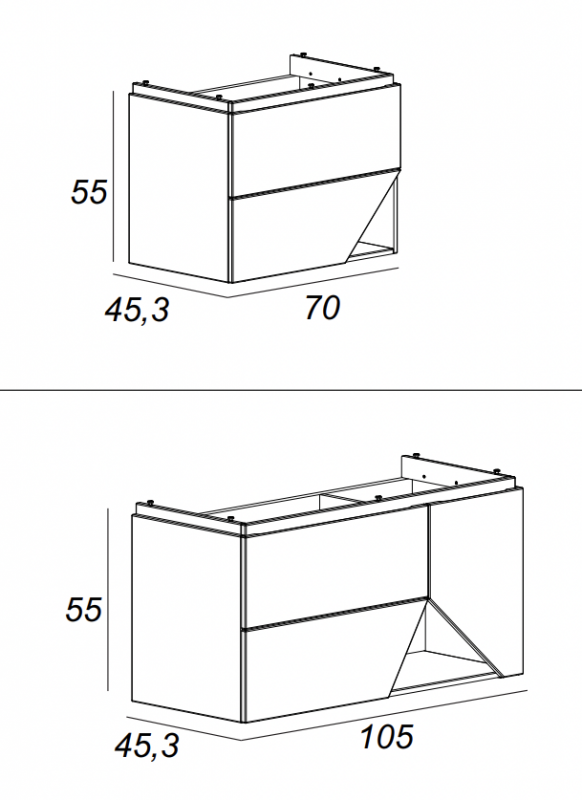 База подвесная под раковину с двумя выдвижными ящиками Cezares 55223