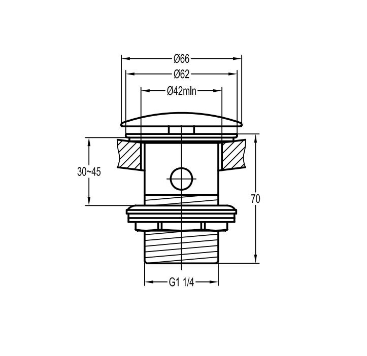 Донный клапан с системой Клик-клак с переливом, брашированное золото Cezares ECO-SAT-BORO
