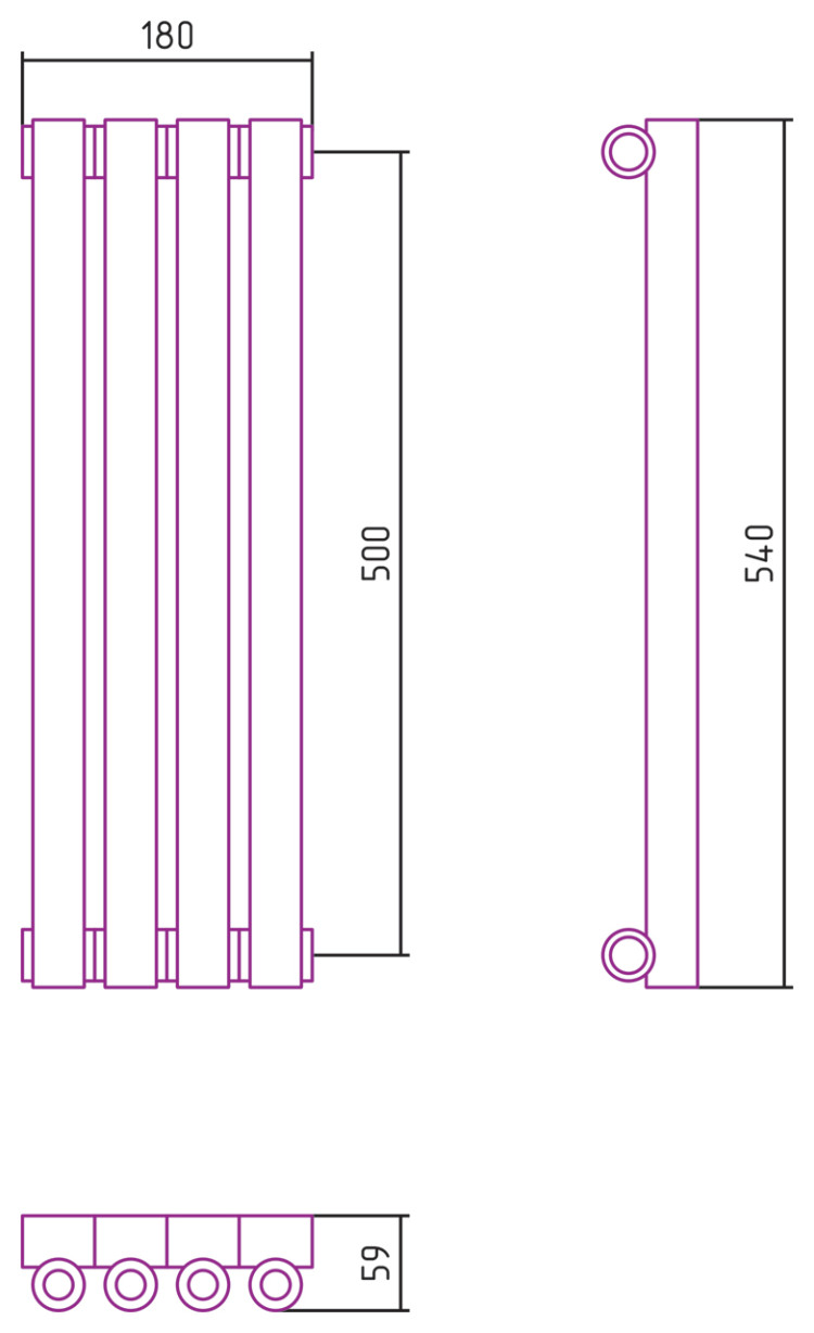 Отопительный радиатор Сунержа Эстет-0 500х180 4 секции Золото