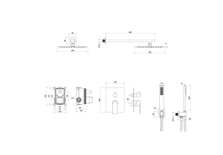 Set 3 в 1 душевой комплект Aquatek AQ1472CR ЛИРА