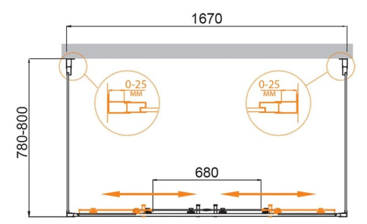 Душевой уголок MOLVENO-AH-2/2 Cezares MOLVENO-AH-2/2-180/100-C-Cr-IV