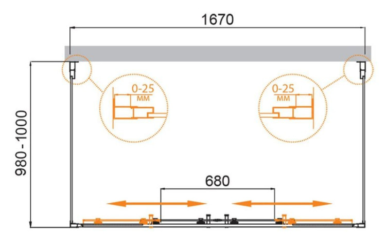 Душевой уголок MOLVENO-AH-2/2 Cezares MOLVENO-AH-2/2-180/100-C-Cr-IV