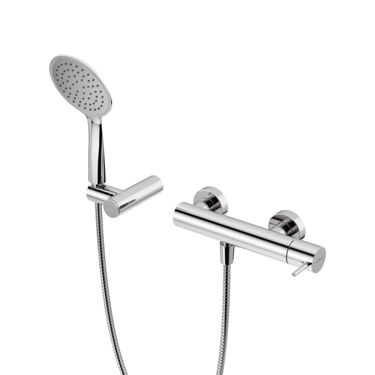 Смеситель для душа однорычажный в комплекте с ручным душем, шлангом и держателем c тонкой ручкой Cezares LEAF-D-L-MM