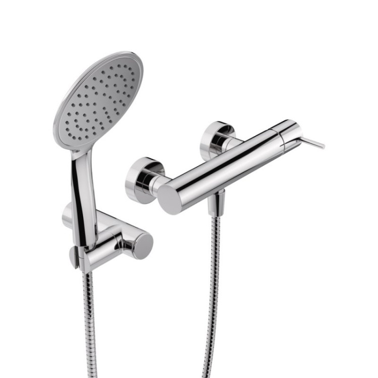 Смеситель для душа однорычажный в комплекте с ручным душем, шлангом и держателем c тонкой ручкой Cezares LEAF-D-L-MM