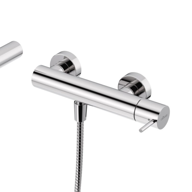 Смеситель для душа однорычажный в комплекте с ручным душем, шлангом и держателем c тонкой ручкой Cezares LEAF-D-L-MM