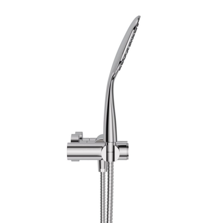 Смеситель для душа однорычажный в комплекте с ручным душем, шлангом и держателем c тонкой ручкой Cezares LEAF-D-L-MM