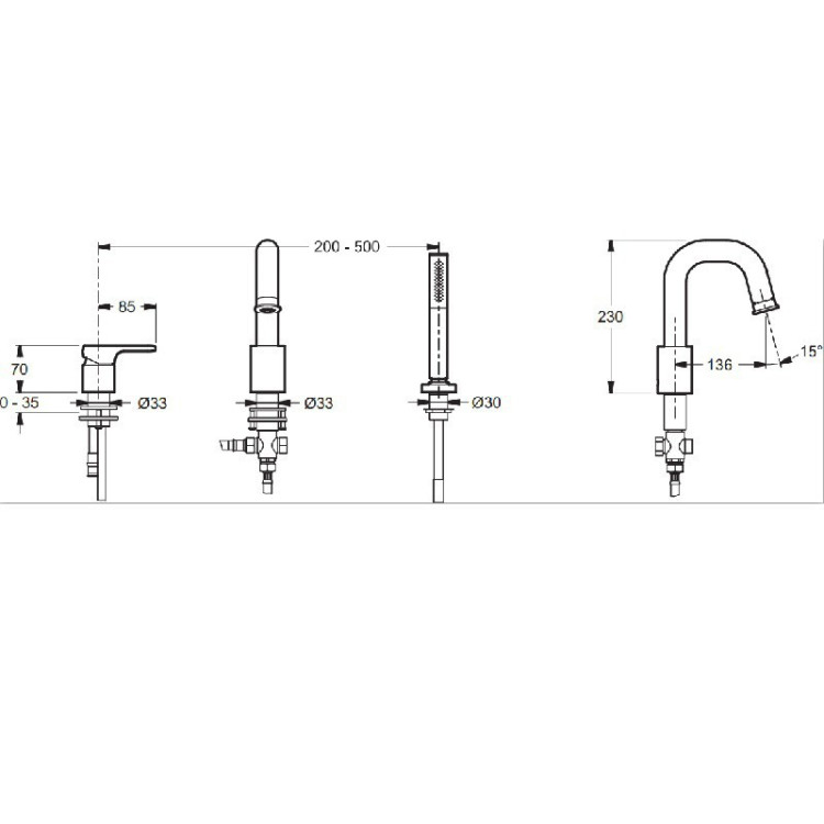 Смеситель на борт ванны Jacob Delafon Singulier E10873-CP