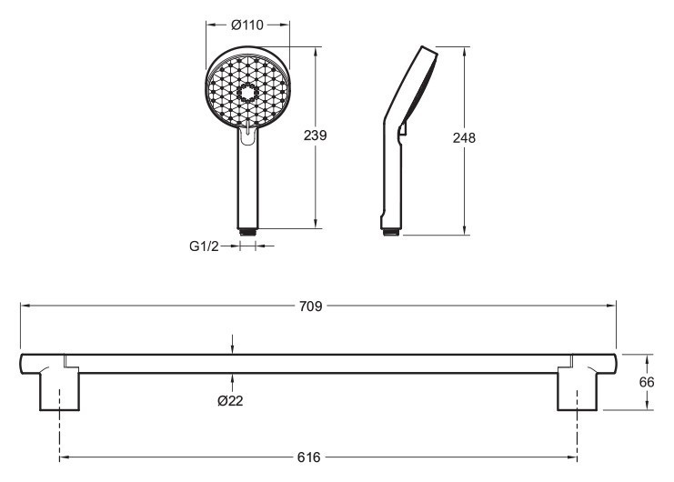 Душевой гарнитур Jacob Delafon Awaken E99898RU-CP