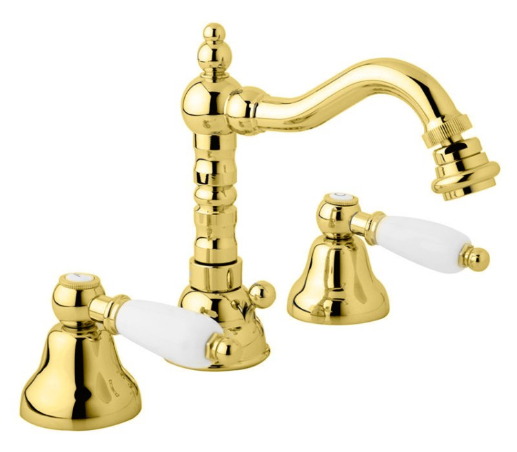 Смеситель для биде на три отверстия с донным клапаном Cezares FIRST-BBS2-03/24-Nc