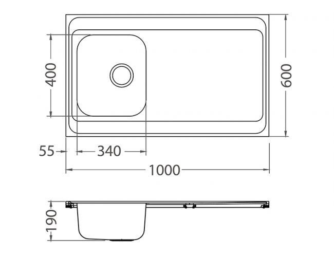 Мойка CLASSIC PRO 70 SAT-90 1000X600 в комплекте с сифоном 1130551,